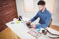 High angle view of man working at office Royalty Free Stock Photo