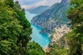 A beautiful view of Positano and the Amalfi Coast, Italy