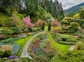 High-angle view of a pathway of the beautiful botanical garden