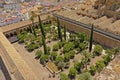 Aerial view on The Patio of the Orange Trees of the Cathedral Mosque of Cordoba i