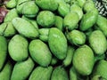 Pile of Fresh Green Mango Fruits for Sale at Market Stall Royalty Free Stock Photo