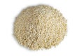 High angle view pile of white sesame isolated on white background