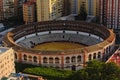 View from above on the arena of La Malagueta, bullring of Malaga Royalty Free Stock Photo