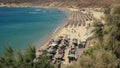 High angle view of the popular elia beach on mykonos Royalty Free Stock Photo