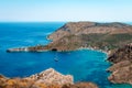 High angle view of Porto Kagio in Mani, Greece.