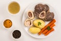 High angle view of a pot au feu, a french beef stew Royalty Free Stock Photo