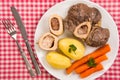 High angle view of a pot au feu, a french beef stew Royalty Free Stock Photo