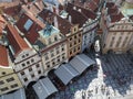 High angle view of Prague main square, Czech republic