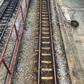 High angle view of railroad tracks Royalty Free Stock Photo