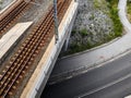 High angle view of railway bridge over road Royalty Free Stock Photo