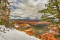 High angle view of the red rocks under the cloudy sky in the Bryce Canyon National Park, Utah, USA Royalty Free Stock Photo