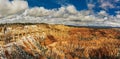 High angle view of the red rocks under the cloudy sky in the Bryce Canyon National Park, Utah, USA Royalty Free Stock Photo