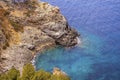 High angle view of rock formation on blue Mediterranean seaside during sunny day Royalty Free Stock Photo