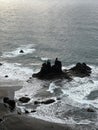 High-angle view of the rocks on the Playa de Benijo beach, El Draguillo, Santa Cruz de Tenerife, Canary Islands, Spain, March 2023 Royalty Free Stock Photo