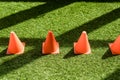 high angle view of row of safety cones standing Royalty Free Stock Photo
