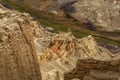 High angle view of the ruins of Guge Kingdom with destroyed buildings on a hil