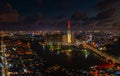 High angle view of of Saigon skyline at night Royalty Free Stock Photo
