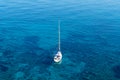 High angle view of sailboat on turquoise sea