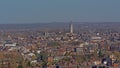 High angle view Saint Waltrude church in Mons