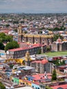 High angle view of San Pedro Cholula and San Gabriel Convent Royalty Free Stock Photo