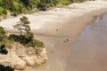 High angle view on Sandy Beach at Pacific Ocean Royalty Free Stock Photo