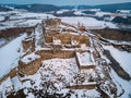 High-angle view of a snowy Castle ruin near Kemnath in Bayern Germany