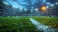 High Angle View Of Soccer Stadium Filled With Spectators Under Stadium Lights Royalty Free Stock Photo