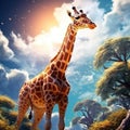 High angle view of Somali Giraffe Made With Generative AI illustration