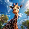 High angle view of Somali Giraffe Made With Generative AI illustration