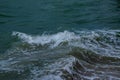 High angle view with strong waves in the sea