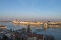 High angle view of the Szechenyi Chain Bridge in Budapest, Hungary Royalty Free Stock Photo