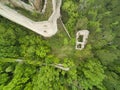 High Angle View To A Castle Ruin In The Woods