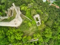 high angle view to a castle ruin in the woods Royalty Free Stock Photo