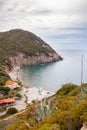 High angle view to little sea bed with free public pebble beach perfekt for snorkeling and deep sea diving at Patresi, Elba Island