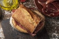 Spanish bocadillo de jamon, serrano ham sandwich