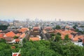 High angle of view the Wat Saket (Golden mount pagoda Temple) in bangkok city Royalty Free Stock Photo