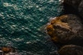 High angle view of water and rock cliff Royalty Free Stock Photo