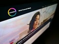 High angle view of website of German chemical company Covestro AG on computer monitor with business logo.