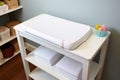 high angle view of a white changing table