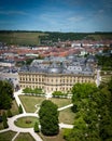 High-angle view of Wurzburg Residence from the court gardens. Germany.