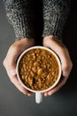 Man with a bowl of lentil soup Royalty Free Stock Photo