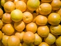 High angle, yellow mandarin oranges, placed in large numbers. Royalty Free Stock Photo