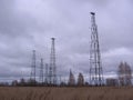 High antenna radio power plant communication with wires top view