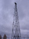 High antenna radio power plant communication with wires top view