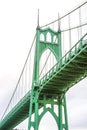 Famous popular gothic St Johns bridge over the Willamette River in Portlan industrial area