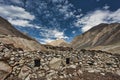 In the high areas of the Karakoram Mountains, especially in the passes with more greenery, you can see sheepfolds Royalty Free Stock Photo