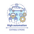 High automation concept icon. Car with autonomous features. Steering Assist. Autopilot system. Driverless vehicle idea