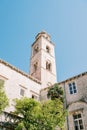 High bell tower of the Dominican monastery. Dubrovnik, Croatia Royalty Free Stock Photo