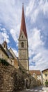 The high bell tower of the parish church of Santa Maria Assunta in German Pfarrkirche MariÃÂ¤ Himmelfahrt in Silandro, Italy