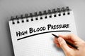 High blood pressure text on notepad, health concept background Royalty Free Stock Photo